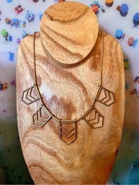 Plunder Lexie Geometric Goldtone Necklace New in Box + Pouch